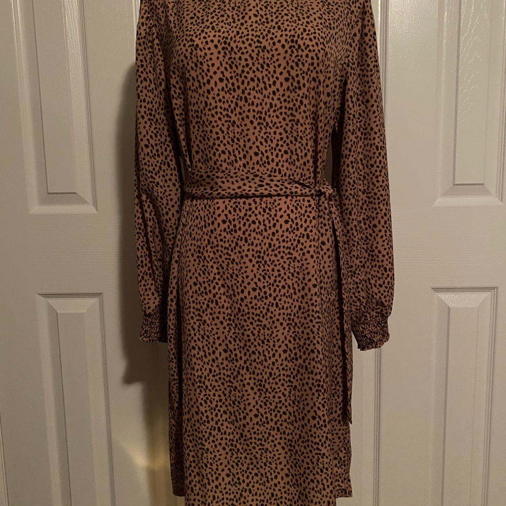 orb Brand Day or Night Long Sleeve Dusty Rose Dress w/ Small Black Brushstrokes